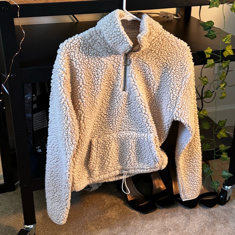 sherpa zip up sweater